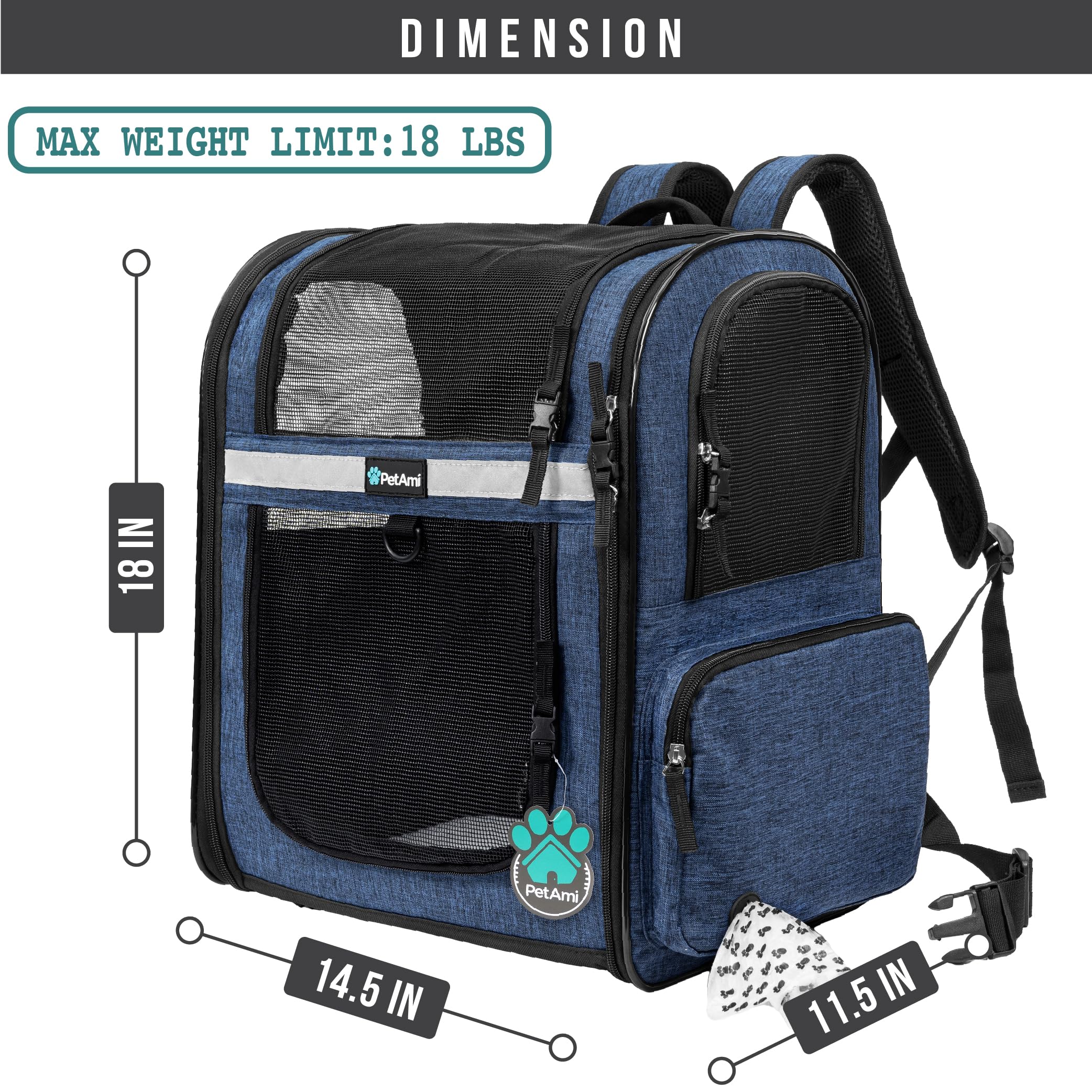 Amazon.com : PetAmi Dog Backpack Carrier for Small Large Cat, Pet